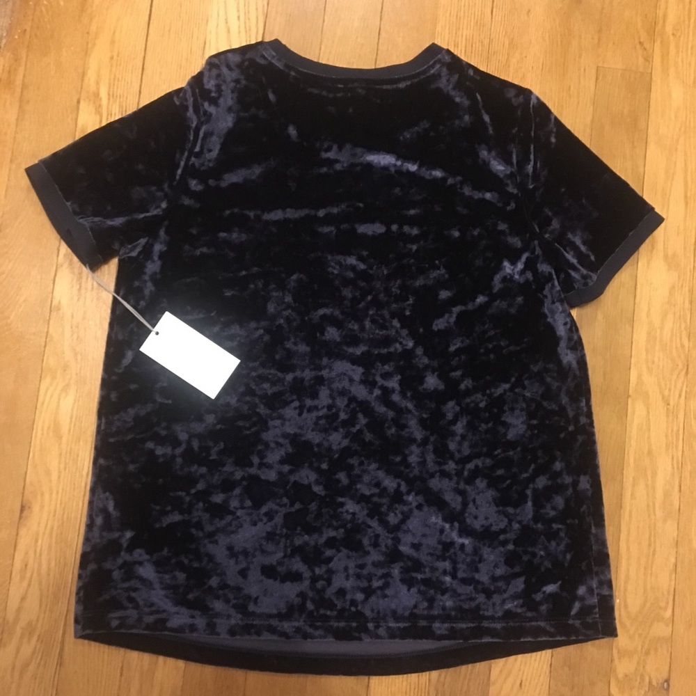 Navy crushed velvet short sleeve - Picture 4 of 4